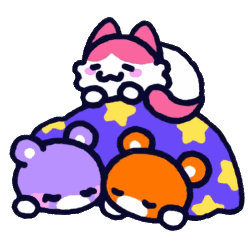 Pink And White Cat On Purple Blanket Sticker