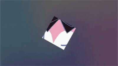 Pink And White Cat With Black Bow And Wings GIF