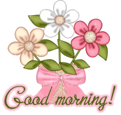 Pink And White Flower Bouquet Good Morning Sticker