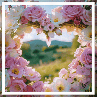 Pink And White Flower Heart GIF