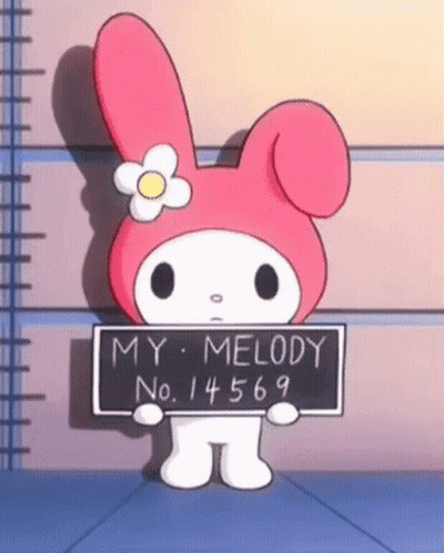 Pink And White My Melody Holding Sign GIF