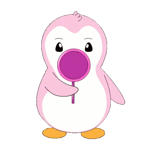 Pink And White Penguin Holding Mirror Sticker