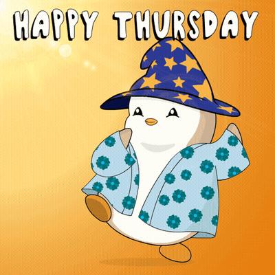 Pink And White Penguin Saying Happy Thursday GIF