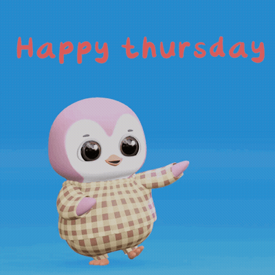 Pink And White Penguin Says Happy Thursday GIF