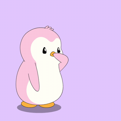Pink And White Penguin Surrounded By Pink Hearts GIF