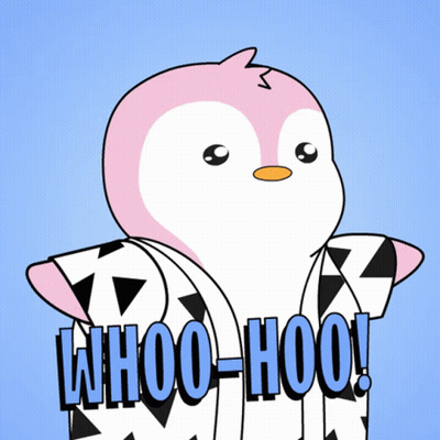 Pink And White Penguin Whoo-Hoo GIF