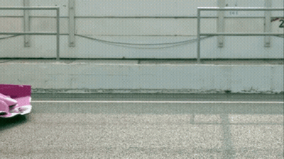Pink And White Race Car With BWT Sign GIF