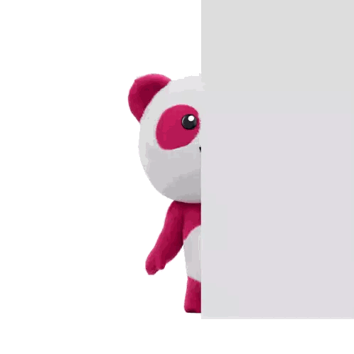 Pink And White Stuffed Panda Peeking Sticker