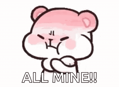 Pink And White Teddy Bear Saying All Mine GIF