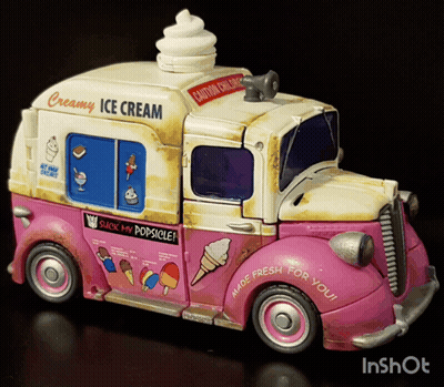 Pink And White Toy Ice Cream Truck Saying Creamy Ice Cream GIF