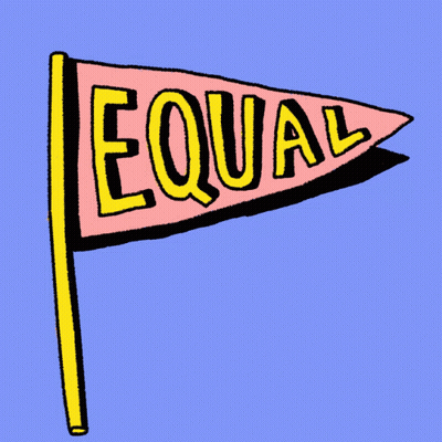 Pink And Yellow Flag Saying Equal GIF