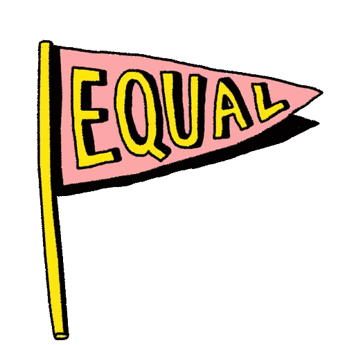 Pink And Yellow Flag Saying Equal Sticker