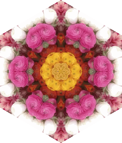 Pink And Yellow Flower Kaleidoscope Sticker