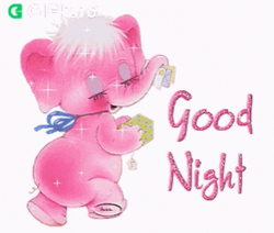Pink Animated Elephant Wishing Good Night GIF
