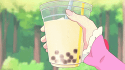 Pink Anime Bubble Boba Tea GIF