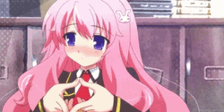 Pink Anime Finger Heart GIF