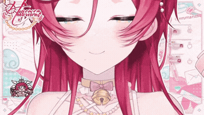 Pink Anime Girl Eyes Closed With Bell GIF