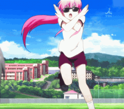Pink Anime Girl Stopping GIF
