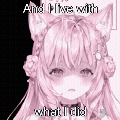 Pink Anime Girl With Cat Ear And Choker GIF
