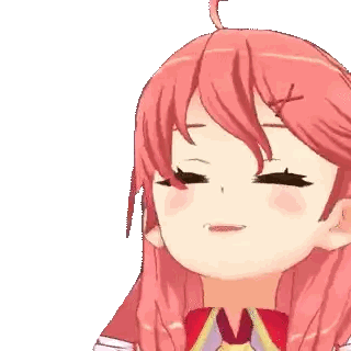 Pink Anime Girl With Eyes Closed And Bow Sticker