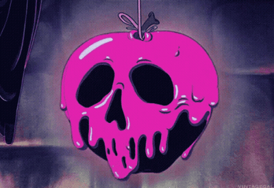 Pink Apple With Skull Hanging From Rope GIF