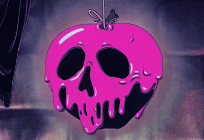 Pink Apple With Skull On String GIF