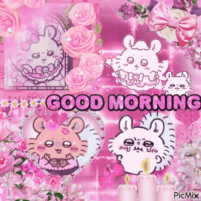 Pink Background Good Morning Message GIF