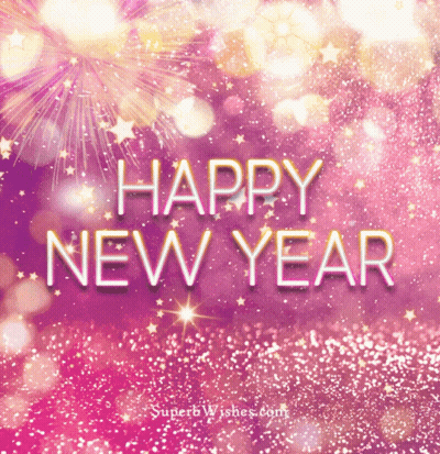 Pink Background Saying Happy New Year GIF