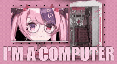 Pink Background Saying I'm A Computer GIF