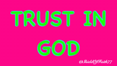 Pink Background Trust In God Green Letters GIF