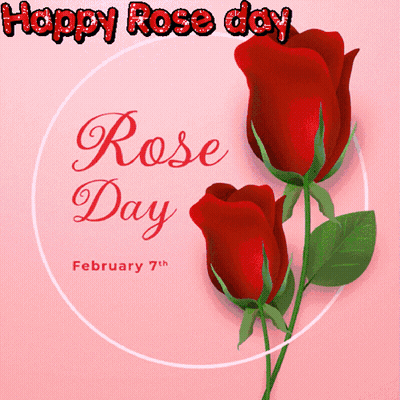 Pink Background Two Red Roses Happy Rose Day GIF
