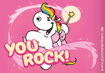 Pink Background Unicorn Saying You Rock GIF