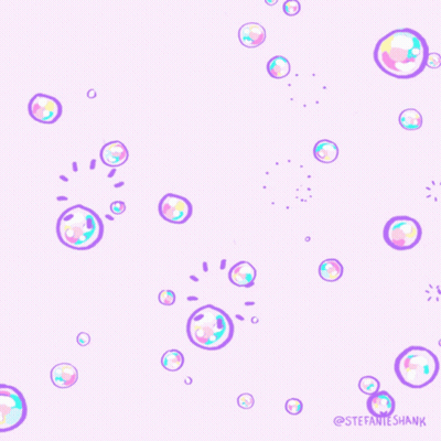 Pink Background With Bubbles And Stefanie Shank GIF