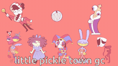 Pink Background With Cartoon Characters Little Pickle Town GIF