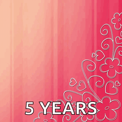 Pink Background With Flowers Saying 5 Years GIF