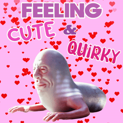Pink Background With Hearts Saying Feeling Cute And Quirky GIF