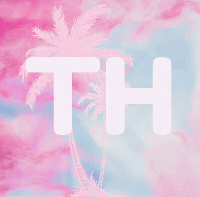 Pink Background With Palm Tree And Word Th GIF