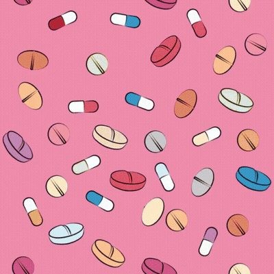 Pink Background With Pills And Capsules GIF