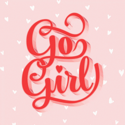 Pink Background With Red Hearts Saying Go Girl GIF