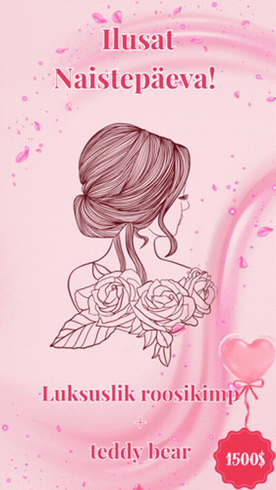 Pink Background Woman Holding Roses GIF