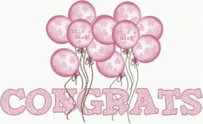 Pink Balloons Saying It's A Girl GIF