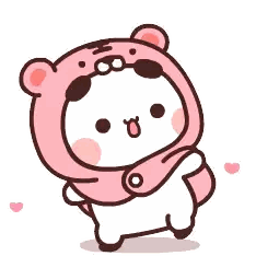Pink Bear Costume With Hearts Sticker