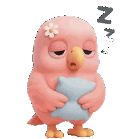 Pink Bird Hugging Blue Pillow Sticker