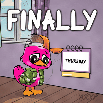 Pink Bird Next To Thursday Calendar GIF