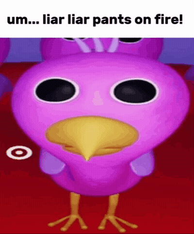 Pink Bird Saying Liar Liar Pants On Fire GIF