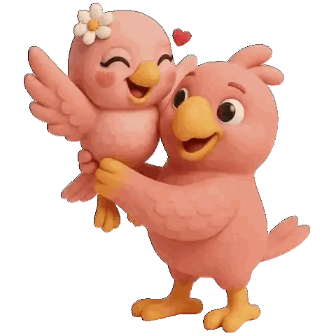 Pink Birds Hugging Sticker