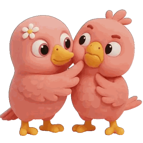 Pink Birds Hugging Sticker