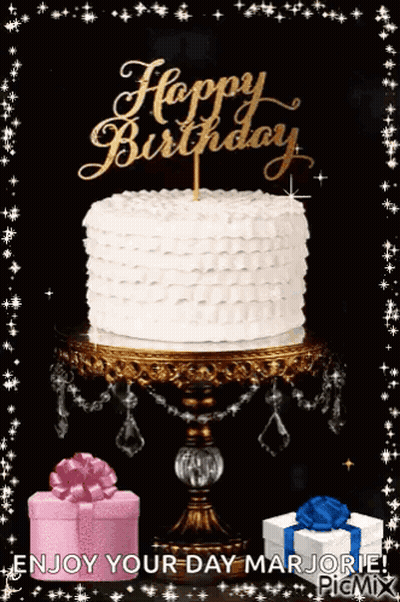 Pink Birthday Cake Flowers Candle Happy Birthday Ali GIF