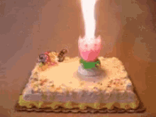 Pink Birthday Candles Opening Flower Formation GIF