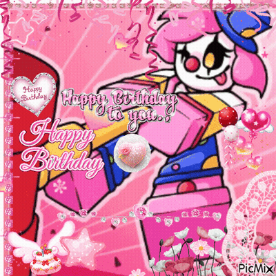 Pink Birthday Card Clown Happy Birthday GIF